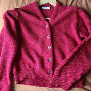 Jcrew red knit cardigan with buttons